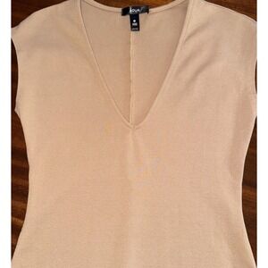 AQUA Women's Beige Point Knit Bodycon Seamed‎ Midi Dress Size Small Spandex